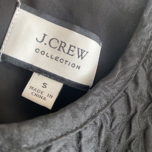 J Crew Collection Black Crepe Floral Textured Balloon Sleeve Small Old Money - Picture 4 of 9